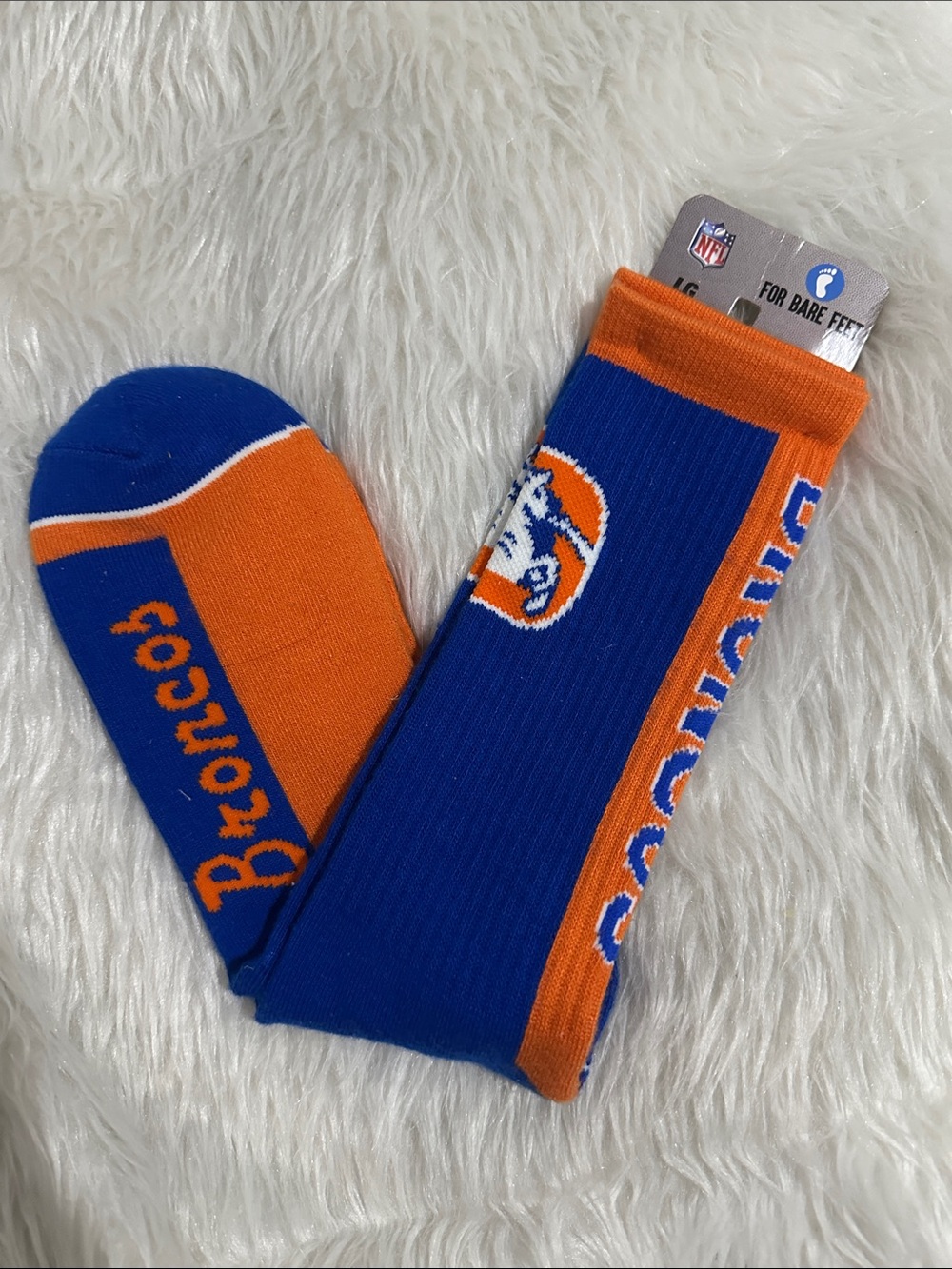 NFL Denver Broncos Blue and Orange Logo Crew Socks